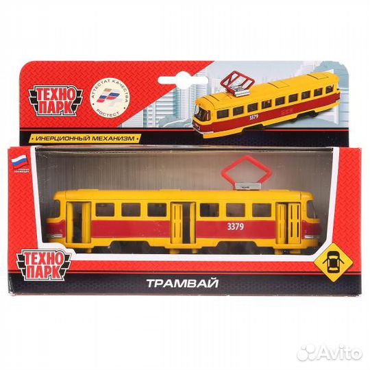 Модель Технопарк металл Трамвай 16,5 см двери, ине