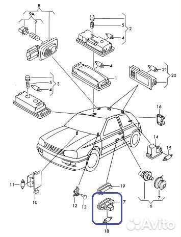 Подсветка двери Volkswagen Golf 3 1997