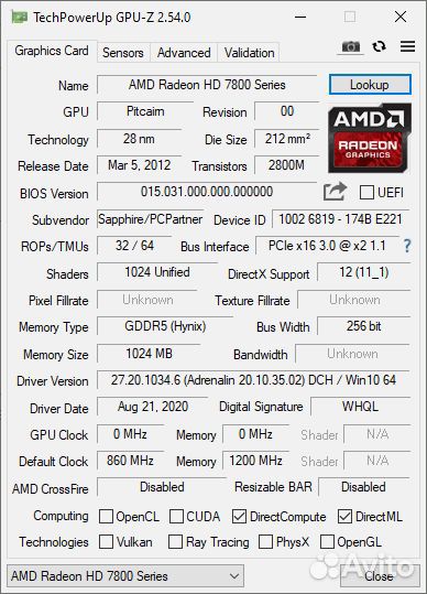 Sapphire Radeon HD 7850 1 Gb