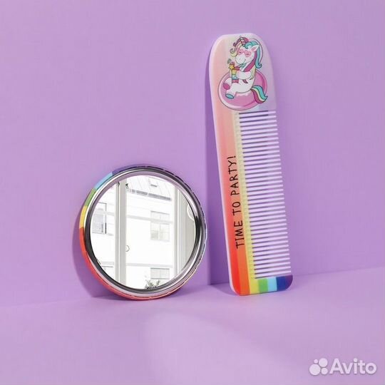 Подарочный набор «Единорог» : зеркало, расчёска