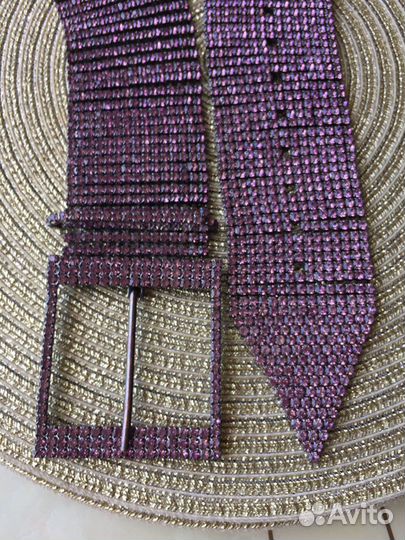 Пояс кожаный 2 шт./металлический со стразами