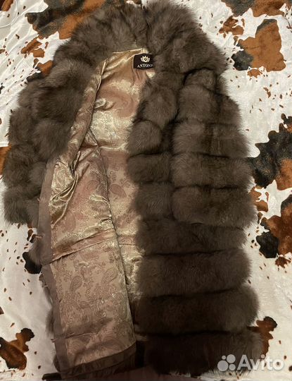 Шуба из натурального меха песца под соболь