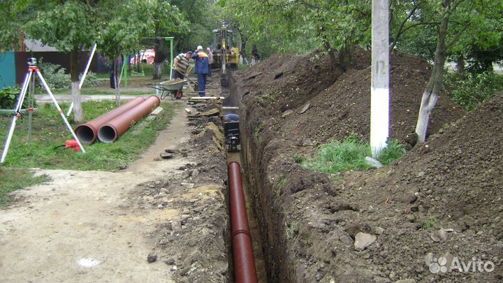 Канализация водопровод в частный дом под ключ. гнб