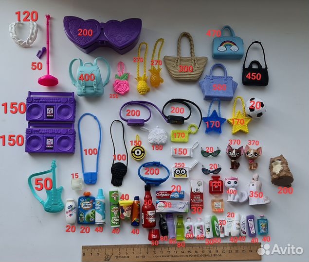 Аксессуары, сумки и миниатюра для кукол Барби и др