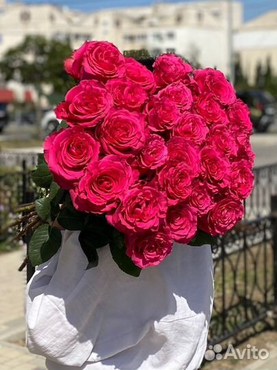 Букет из 21 пионовидной розы 70 см
