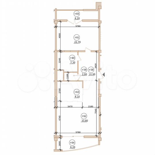 2-к. квартира, 92 м², 7/10 эт.