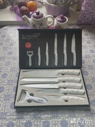 Набор кухонных ножей, 5 ножей и овощечистка Zepter