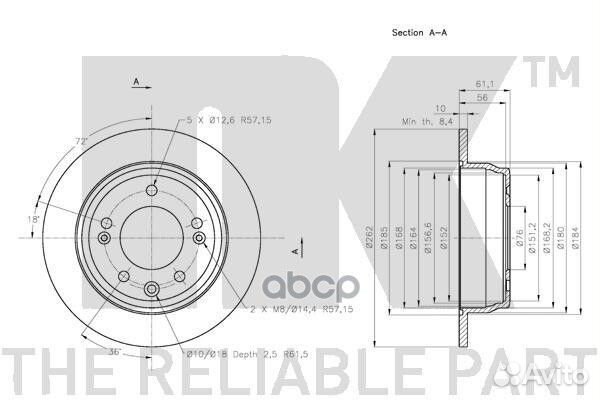 Диск тормозной Hyundai i30 Kia Ceed 06- 203527 Nk