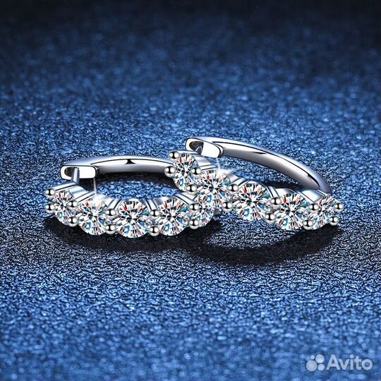 Серьги дорожка с бриллиантом муассанит