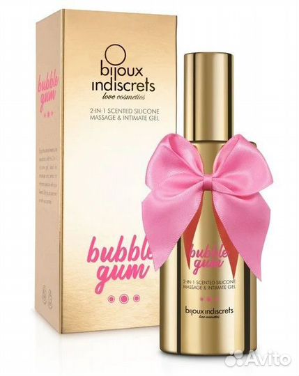 Гель с ароматом жвачки Bubblegum 2-in-1 Scented Silicone Massage And Intimate Gel - 100 мл