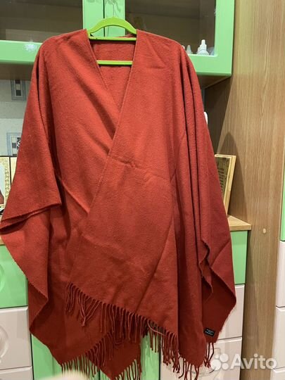 Пончо-накидка бордовая шерсть/акрил