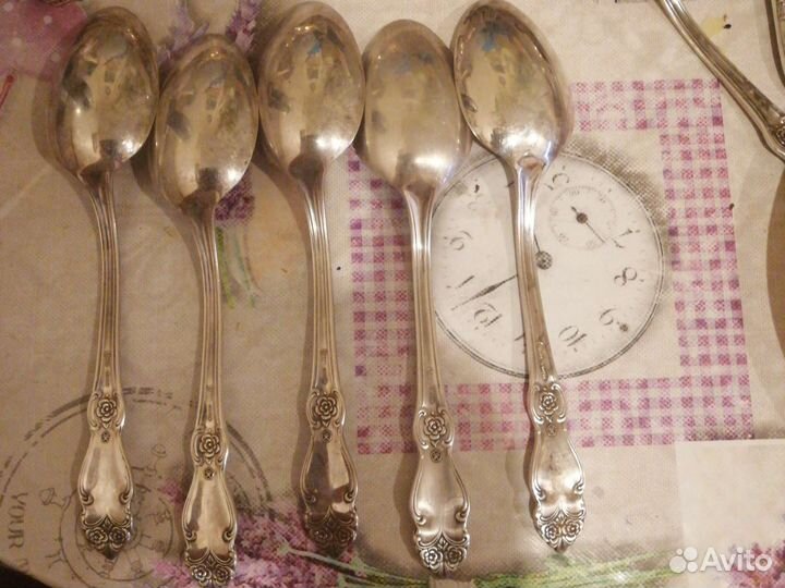 Столовые ложки мельхиор СССР, мнц, 5 штук