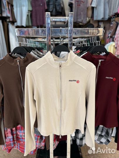 Miu Miu Укороченная кофта лонгслив на молнии