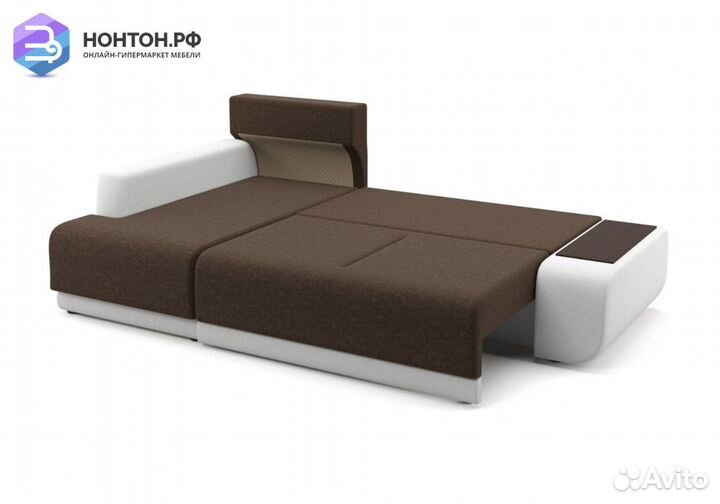 Угловой диван Соло коричневый / белый