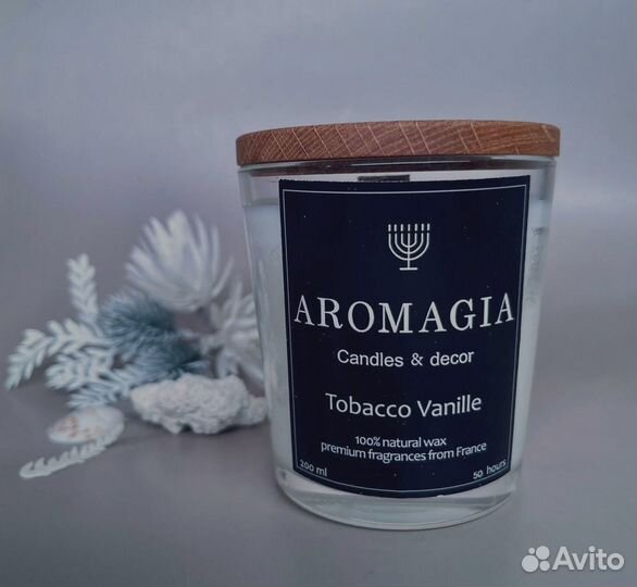 Свеча ароматическая Tobacco Vanille, руч.работа