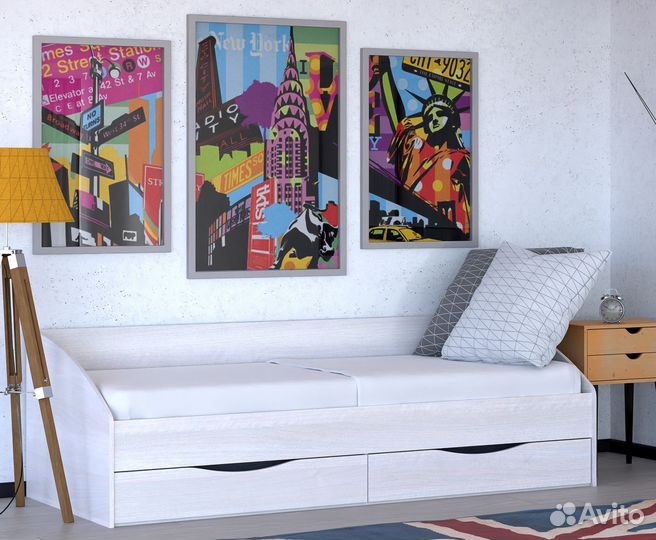 Кровать Мелисса с 2 ящиками и матрасом