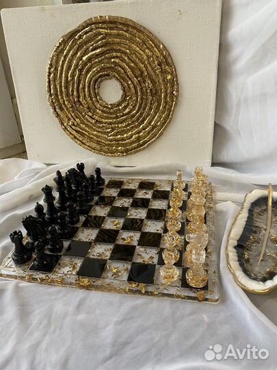 Шахматы и шашки сувенирные из эпоксидной смолы
