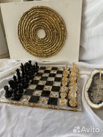Шахматы и шашки сувенирные из эпоксидной смолы