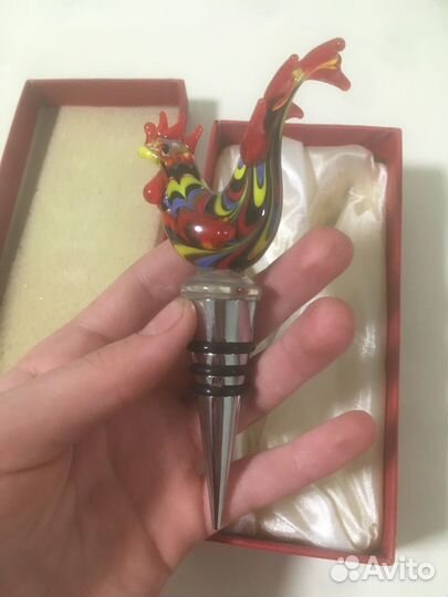 Стеклянная пробка для бутылки Петух“винтаж