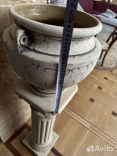 Вазон из шамотной глины