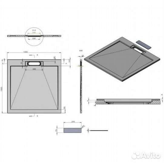 Душевой поддон Esbano Luxe 100х100 esplx100B черный матовый