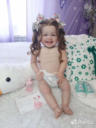 Реборн кукла большая 60 см улыбашка