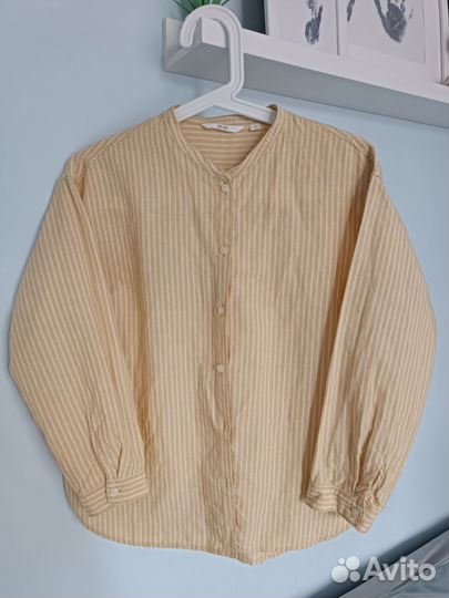 Рубашка женская Uniqlo из смесового льна. Размер S
