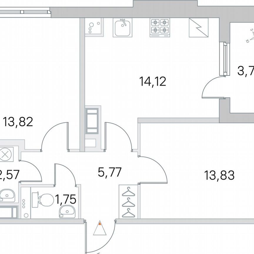 2-к. квартира, 53,7 м², 5/5 эт.