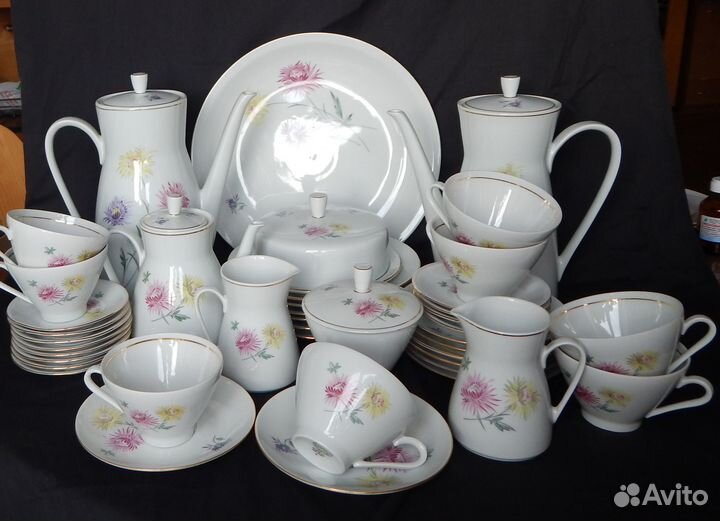 Сервиз чайный Хризантемы Астры Германия 1970 30пре