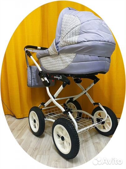 Коляска 2 в 1, цвет серый