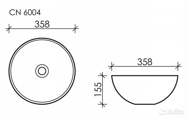 Раковина накладная Ceramicanova element 36 черный