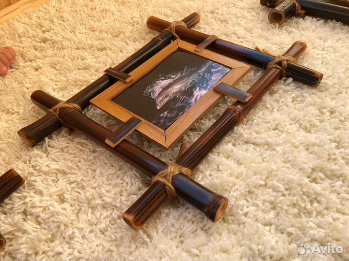 Фоторамки бамбук натуральный комплект из 3 шт