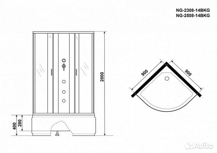 Душевая кабина niagara NG-2308-14BKG