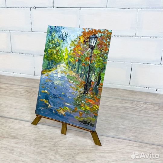 Этюд маслом Осенний пейзаж Картина осень Миниатюра