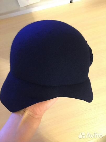 Шляпа шерсть глубокого синего цвета