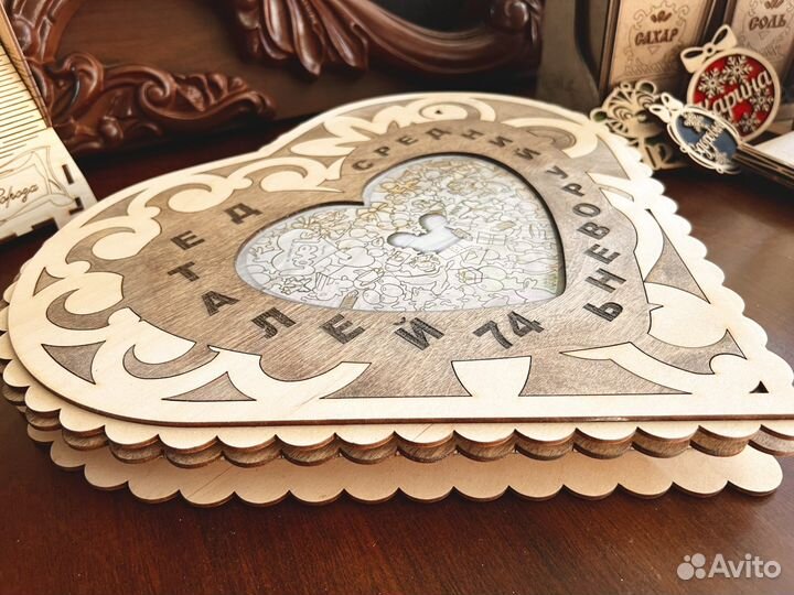 Деревянные пазлы в форме сердца