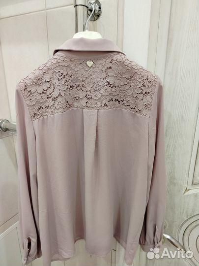 Блузка Италия пудра с кружевом 46-48 р