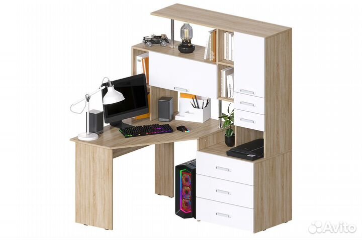 Компьютерный стол угловой с полками