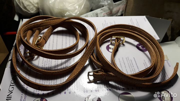 Ремешки на бальные туфли, кожаные, цвет бежевый