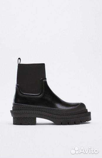 Кожаные ботинки Zara с резиновым мысом