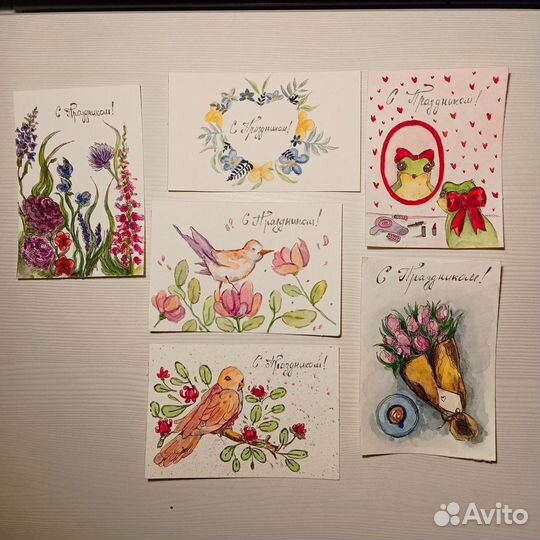 Открытка акварельная ручная работа