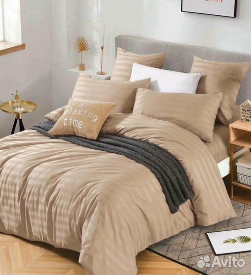 Евро комплект постельного белья страйп-сатин Winni