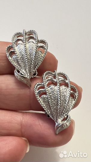 Винтажные клипсы coro серебряного тона США