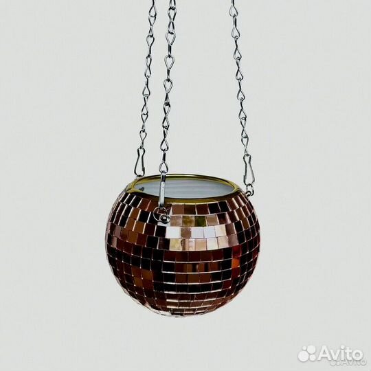 Кашпо из диско шара / кашпо из зеркальной мозаики