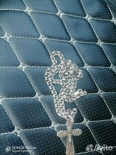 Мужская серебряная цепь с крестом