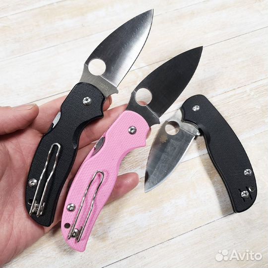 Нож складной C123 ст.9Cr14MoV (Spyderco) (Розовый)