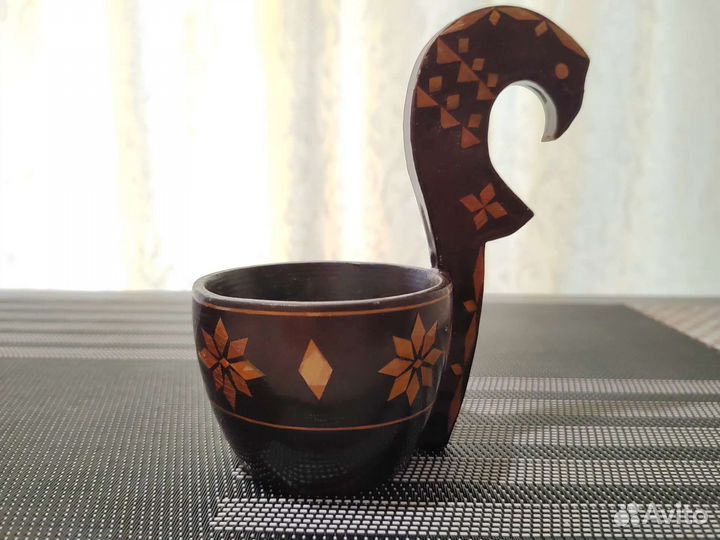 Винтаж: Резной деревянный ковш 