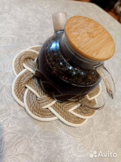 Вязаные салфетки макраме. Подставка под горячее