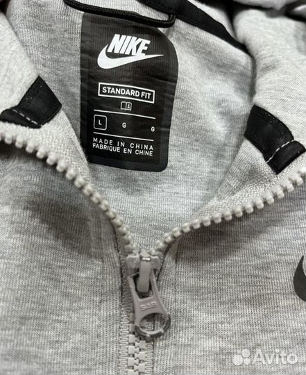 Зип худи nike tech fleece серая оригинал