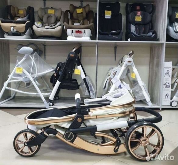 Коляска 2в1/3в1 молуль Новая Кожа wait (Светлая)